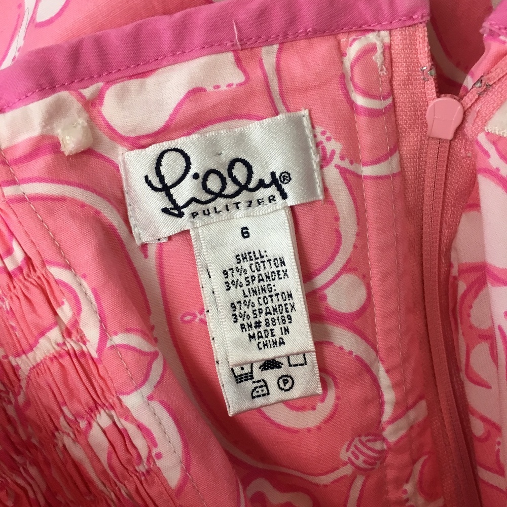 Lilly Pulitzer 6 Pink strapless butterfly dress - Picture 6 of 8
